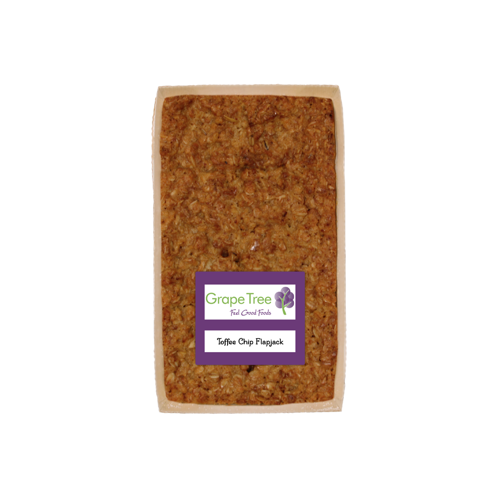 Grape Tree Toffee Chip Flapjack Tray 275g Grape Tree Toffee Chip Flapjack Tray 275g