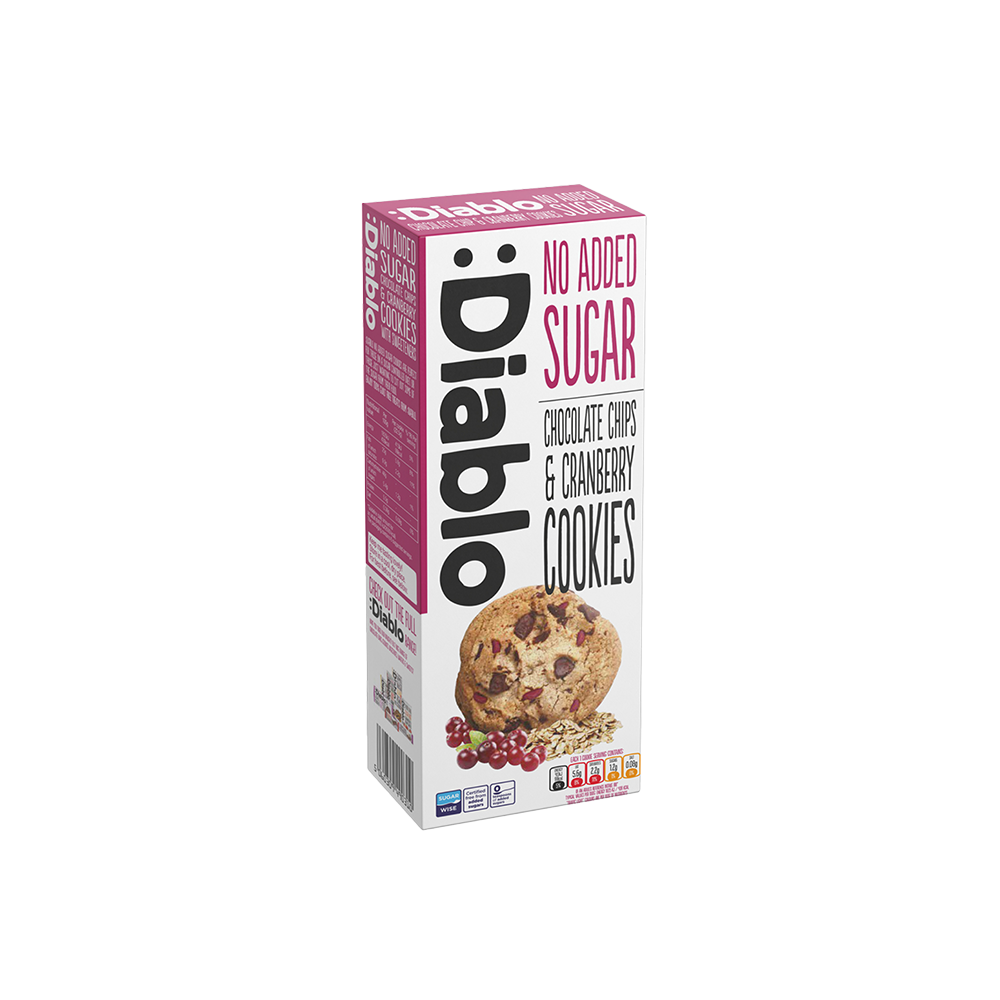 Diablo Chocolate Chip & Cranberry Cookies 135g | No Added Sugar