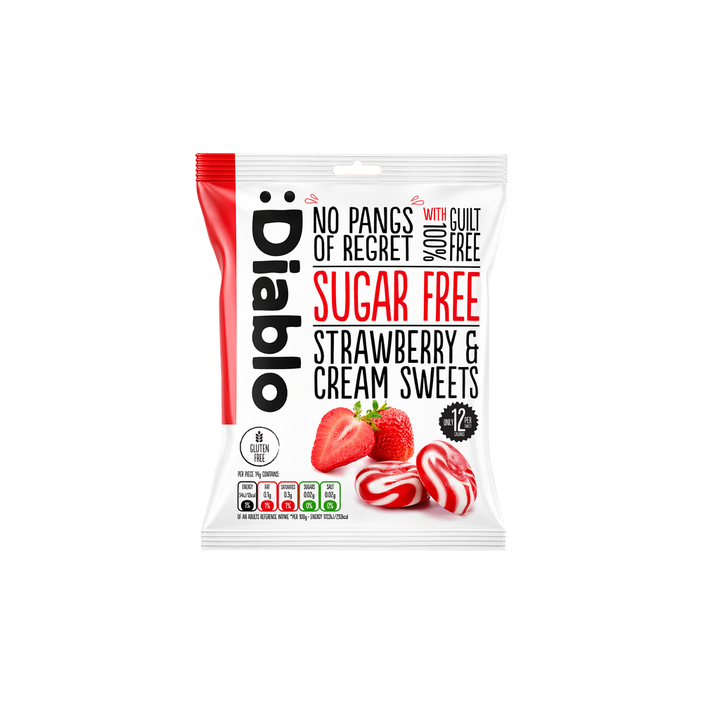Diablo Sugar Free Strawberry & Cream Sweets 75g Diablo Sugar Free Strawberry & Cream Sweets 75g