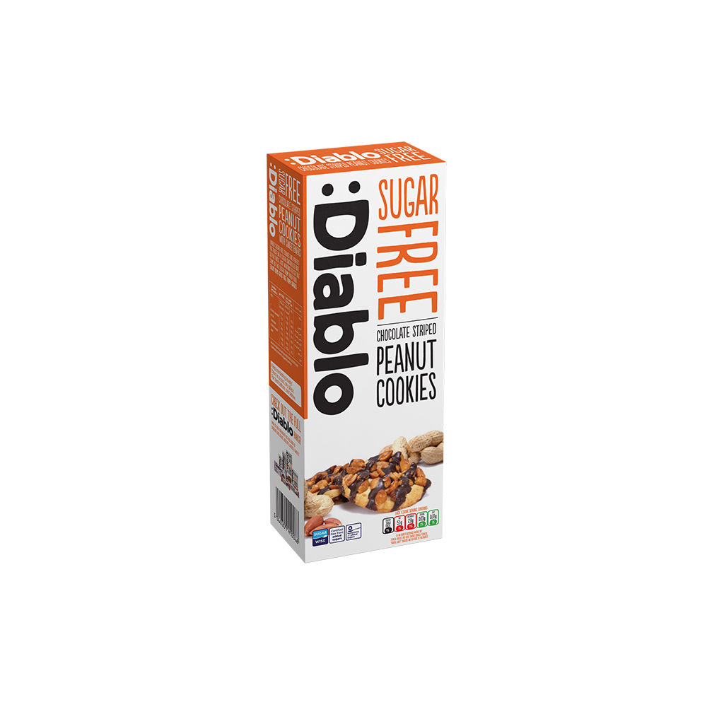 Diablo Sugar Free Choc Striped Peanut Cookies 150g