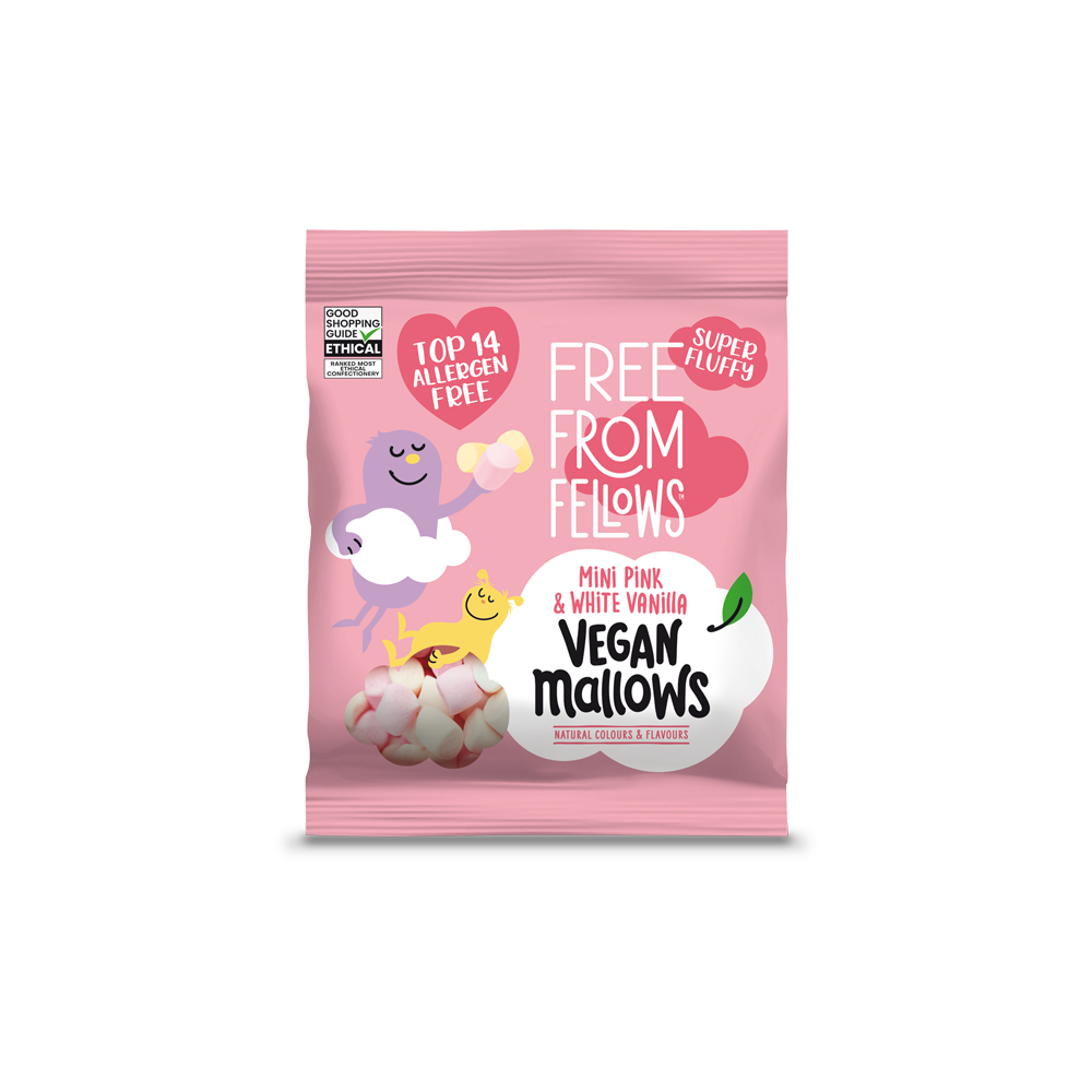 Free From Fellows Vegan Pink & White Mini Mallows 105g Free From Fellows Vegan Pink & White Mini Mallows 105g