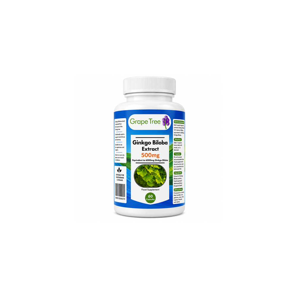 Grape Tree Ginkgo Biloba 500mg 60 Capsules Grape Tree Ginkgo Biloba 500mg 60 Capsules