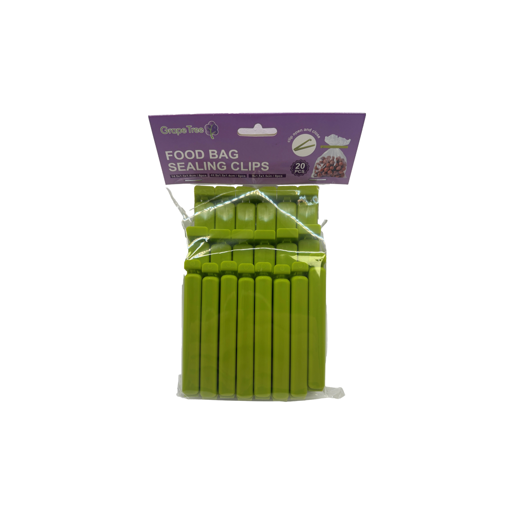 Grape Tree Bag Sealing Clips 20 Pack Mixed Sizes