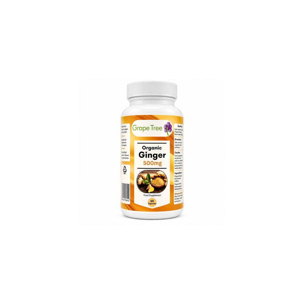 Grape Tree Organic Ginger Capsules 500mg 60 Capsules Grape Tree Organic Ginger Capsules 500mg 60 Capsules