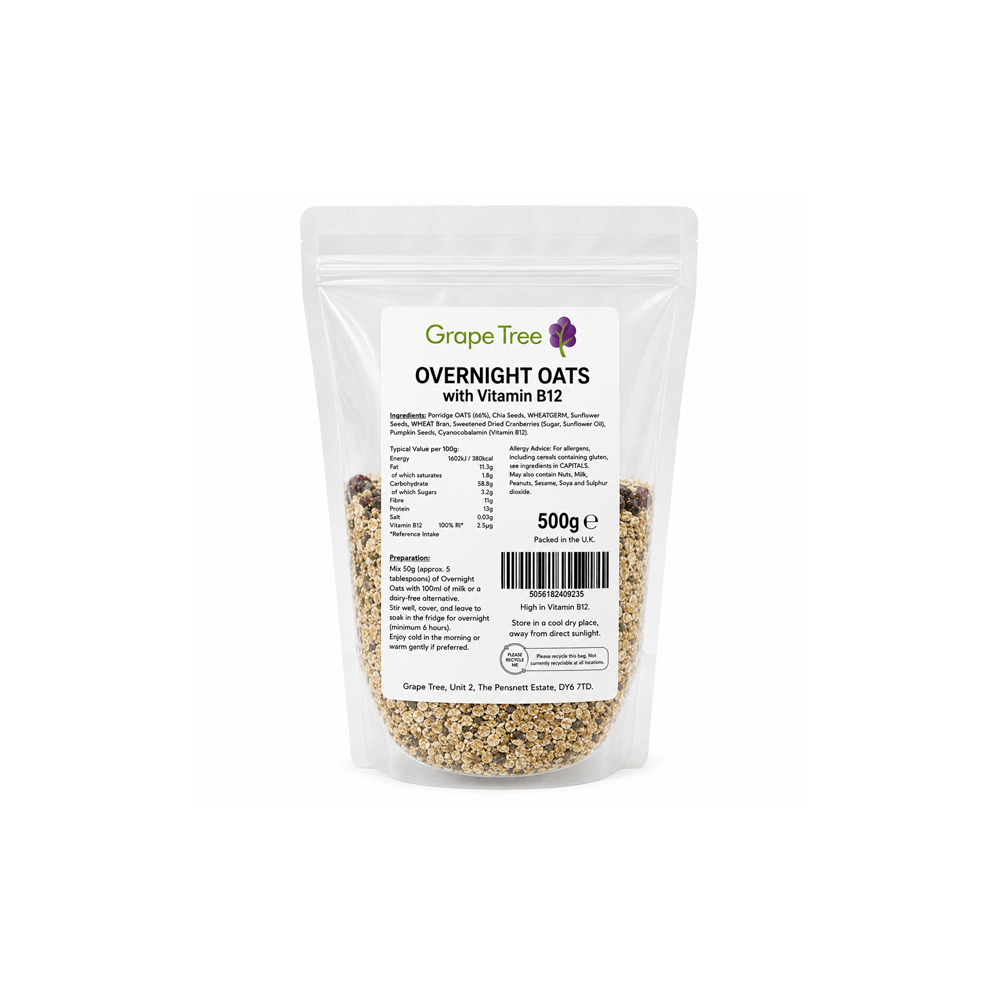 Grape Tree Overnight Oats With Vitamin B12 500g Grape Tree Overnight Oats With Vitamin B12 500g