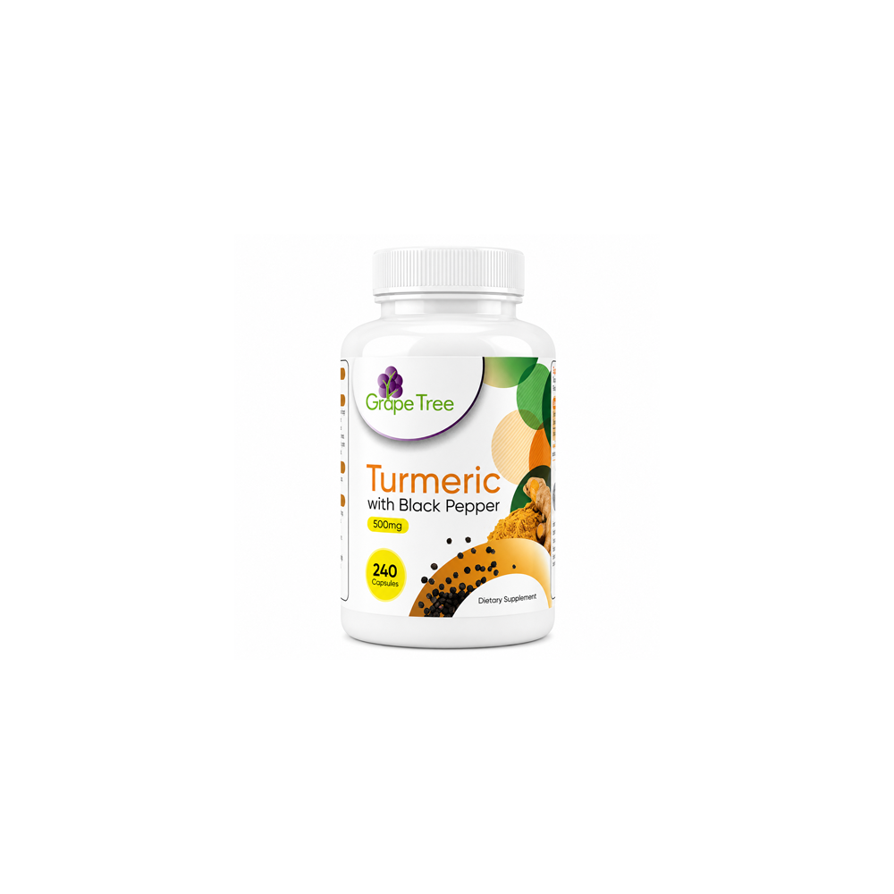 Grape Tree Turmeric 500mg With Black Pepper 5mg 240 Capsules Grape Tree Turmeric 500mg With Black Pepper 5mg 240 Capsules