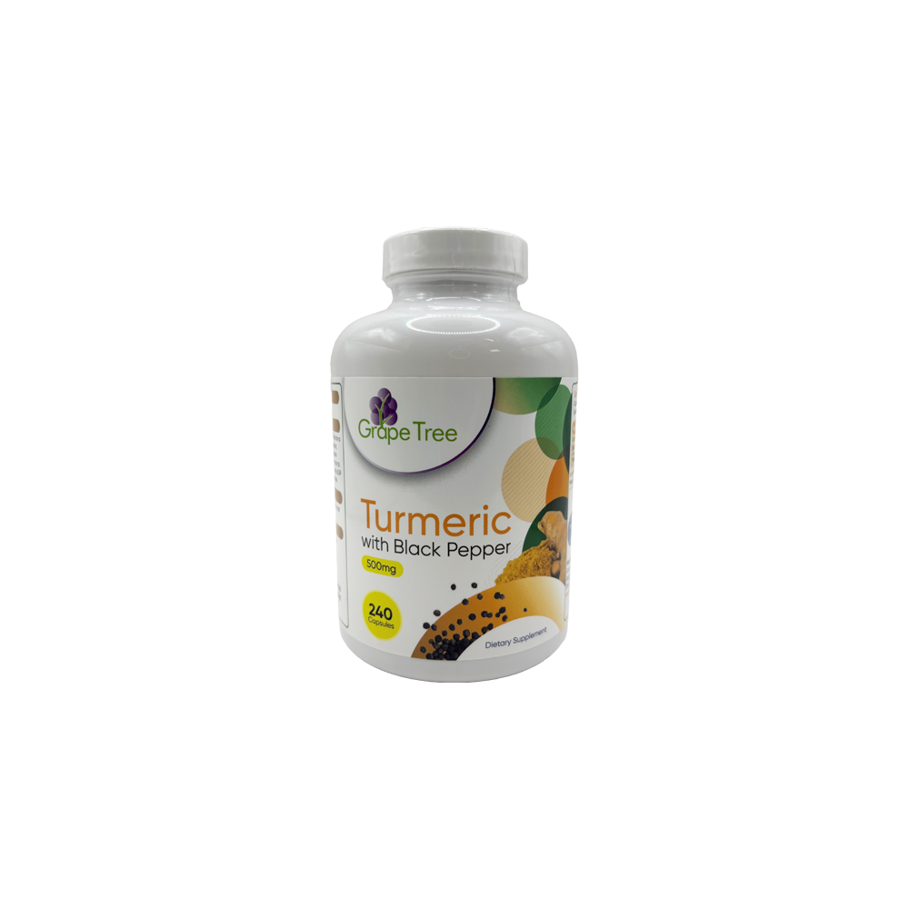Grape Tree Turmeric 500mg With Black Pepper 5mg 240 Capsules Grape Tree Turmeric 500mg With Black Pepper 5mg 240 Capsules