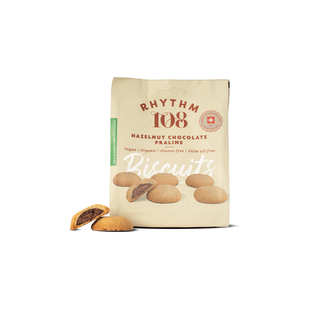 Rhythm 108 Hazelnut Praline Filled Biscuits 135g Rhythm 108 Hazelnut Praline Filled Biscuits 135g
