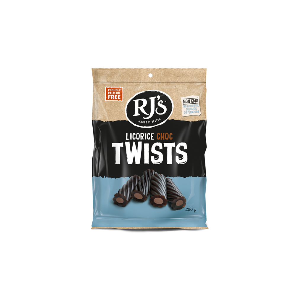 RJ's Licorice Choc Twists 280g RJ's Licorice Choc Twists 280g