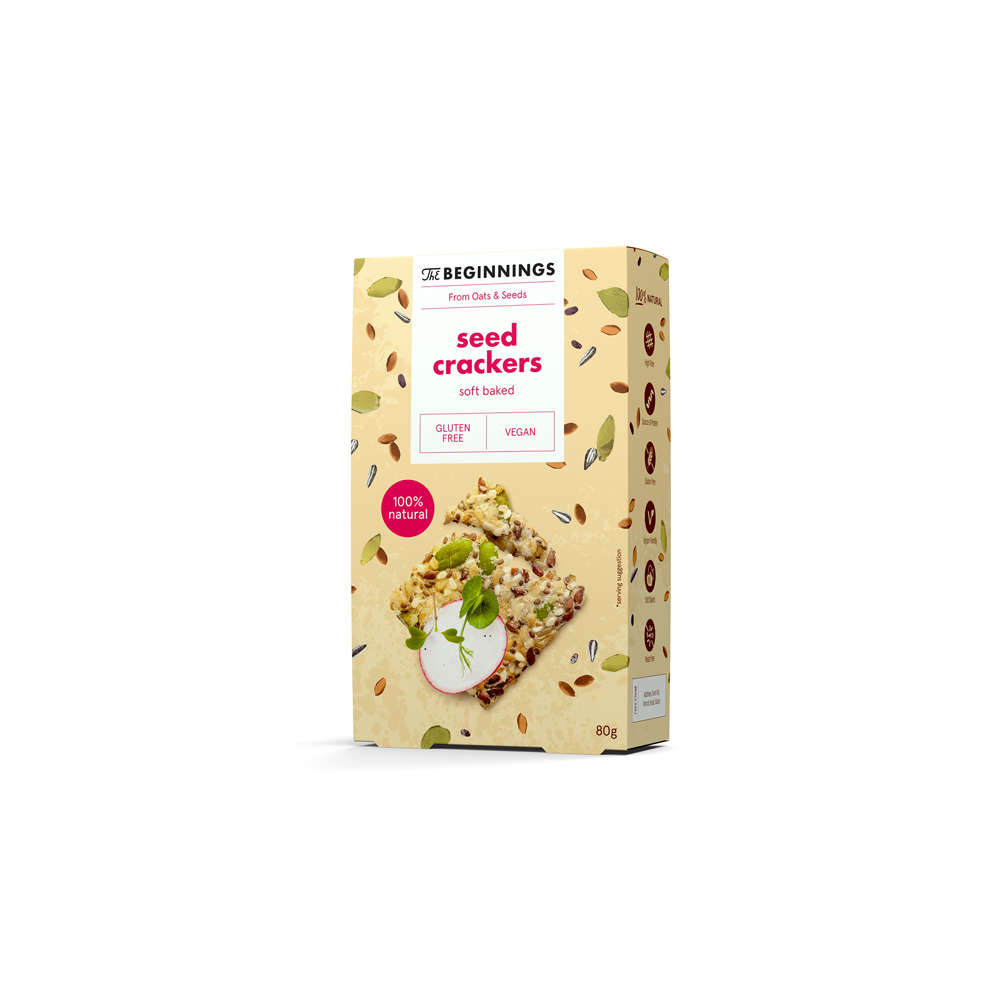 The Beginnings Seed Crackers With Sea Salt 80g The Beginnings Seed Crackers With Sea Salt 80g