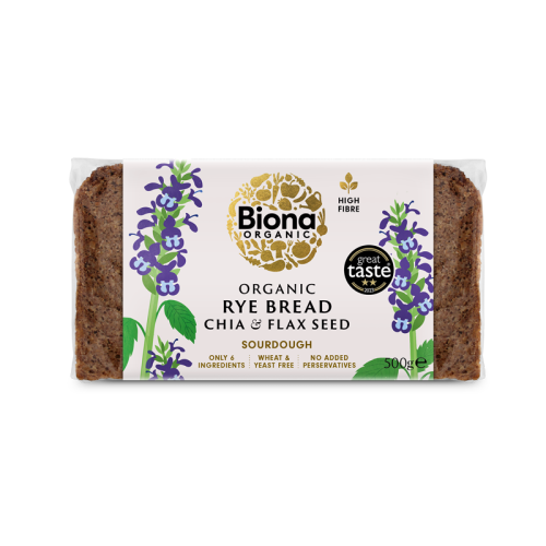 Biona Organic Rye Chia &amp; Flax Bread 500g