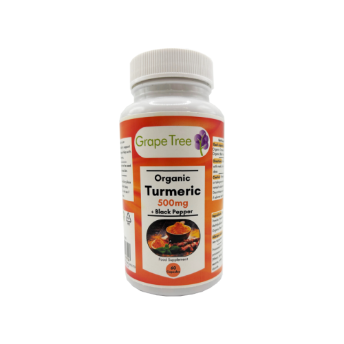 Grape Tree Organic Turmeric 500mg With Black Pepper 60 Capsules