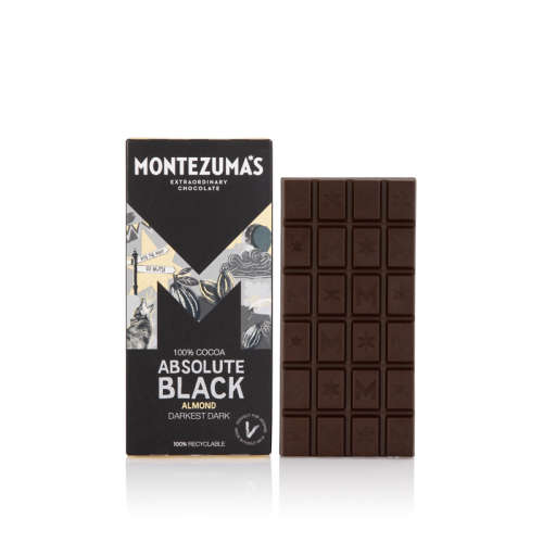 Montezuma’s Absolute Black With Almonds 100% Cocoa Bar 90g
