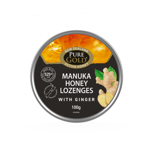 Pure Gold Manuka Honey And Ginger Lozenges 525 MGO 100g