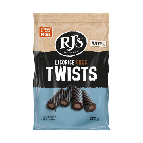 RJ's Licorice Choc Twists 280g 
