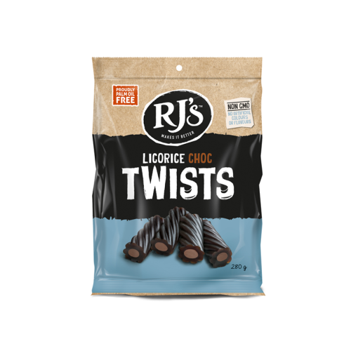 RJ's Licorice Choc Twists 280g 