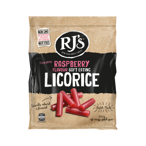 RJ's Soft Raspberry Licorice 300g