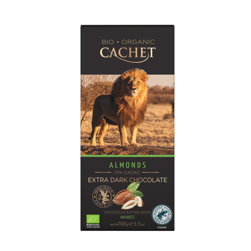 Cachet Organic Extra Dark Chocolate With Almonds 100g