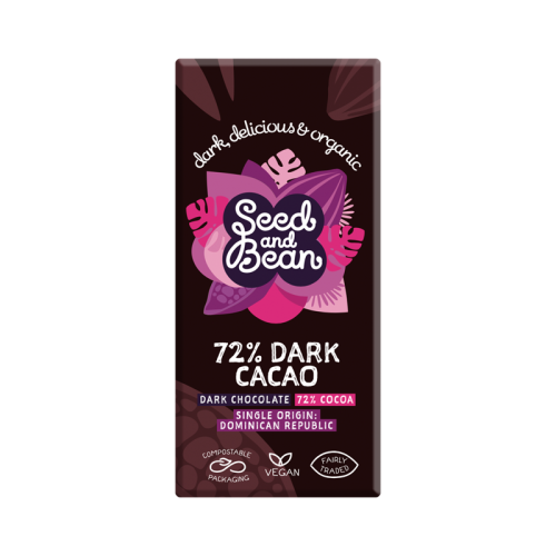Seed And Bean Organic Extra Dark Chocolate 72% 75g