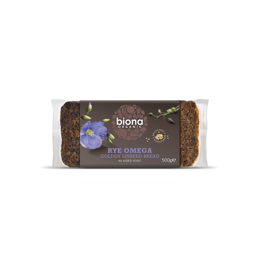 Biona Organic Rye Omega 3 Golden Linseed Bread 500g