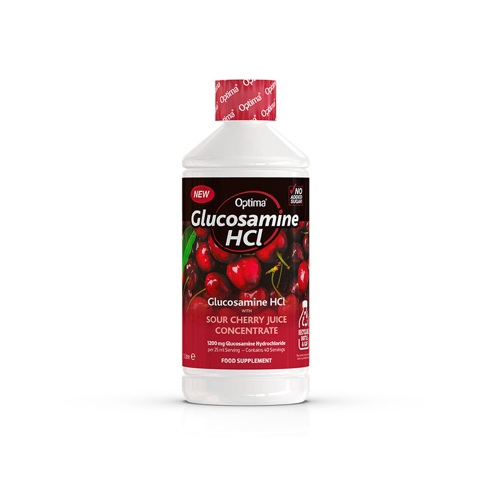 Optima Sour Cherry Concentrate Glucosamine HCL Juice 1Litre. 