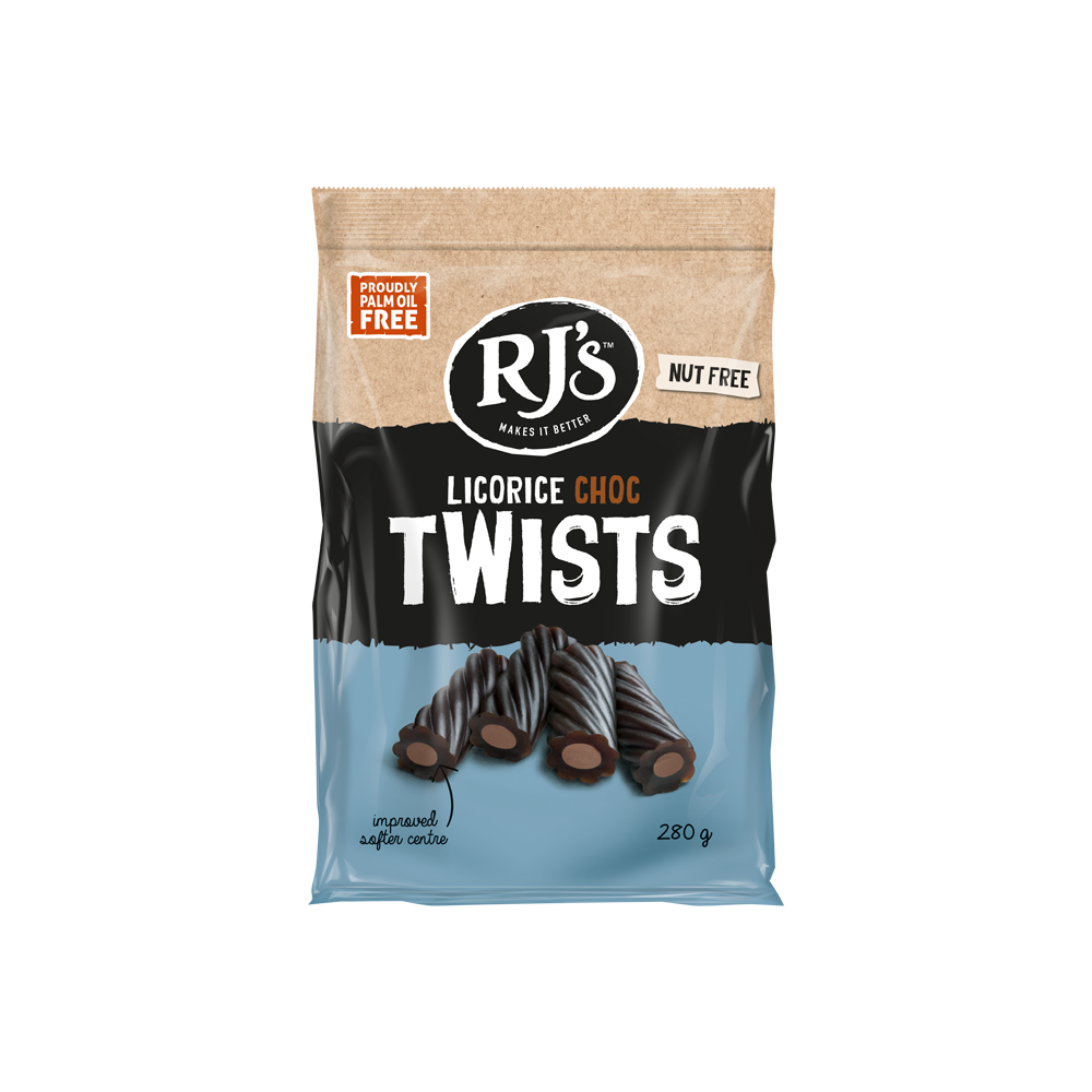 RJ's Licorice Choc Twists 280g 