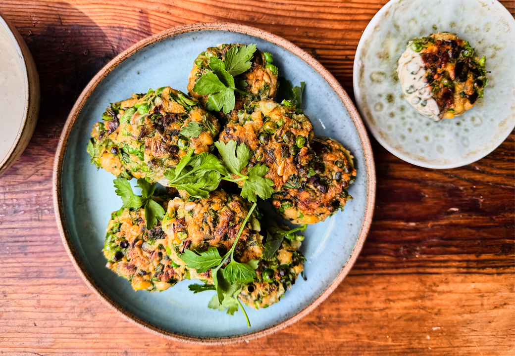 Pea, Chickpea & Seed Fritters With Lemon Tahini Pea, Chickpea & Seed Fritters With Lemon Tahini