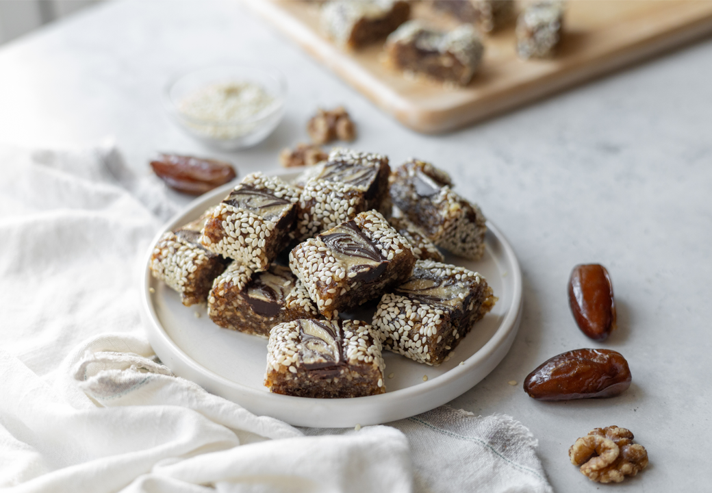 Salted Chocolate And Tahini Date Bites Salted Chocolate And Tahini Date Bites