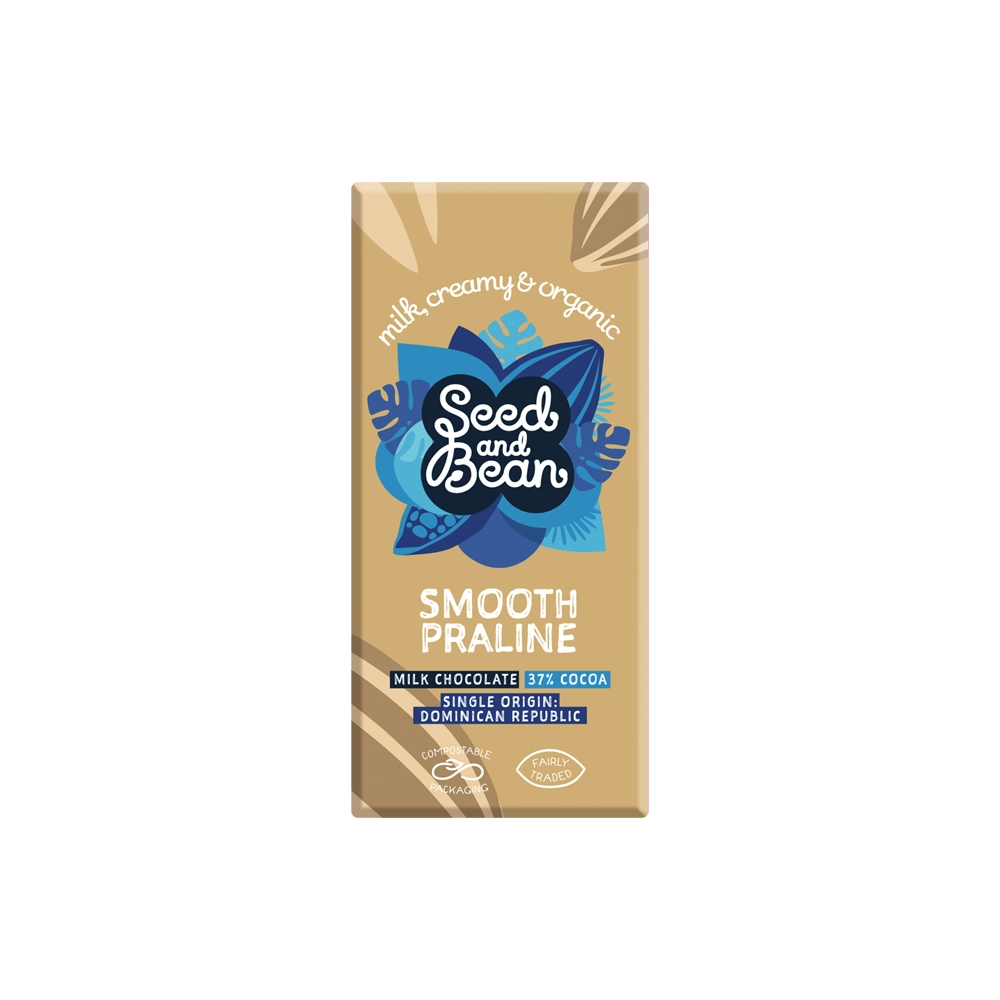 Seed And Bean Organic Smooth Praline Chocolate 37% 75g Seed And Bean Organic Smooth Praline Chocolate 37% 75g