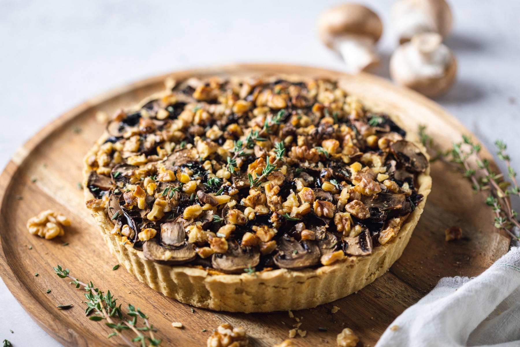 Vegan Mushroom Tart with walnuts