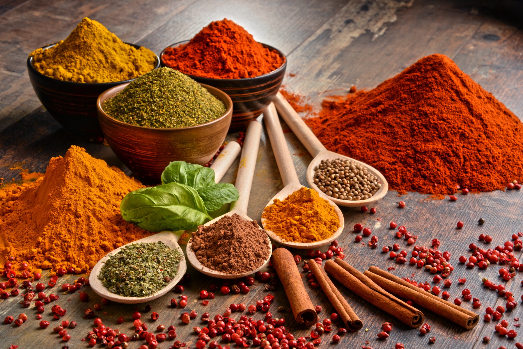 A mixture of different herbs and spices 