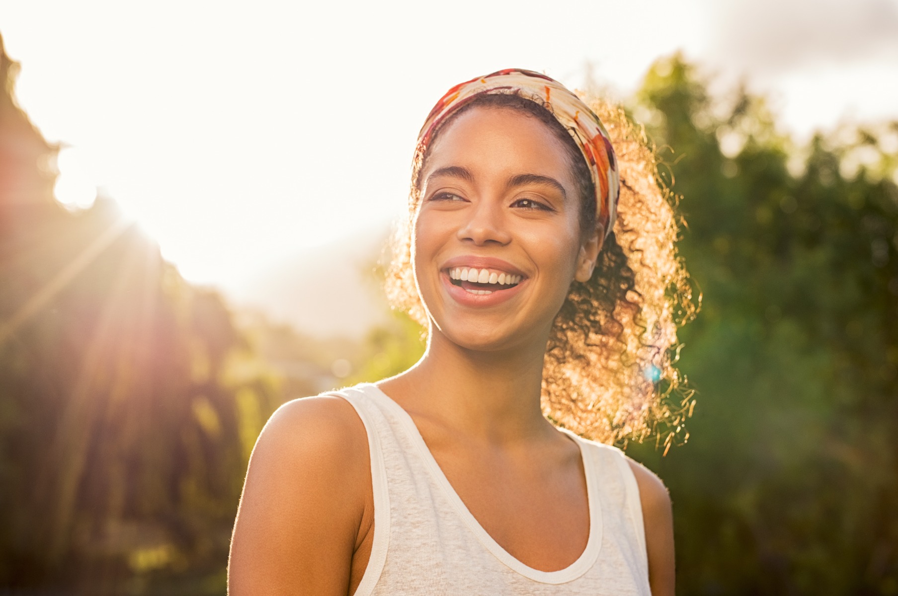 Woman happy from taking probiotics