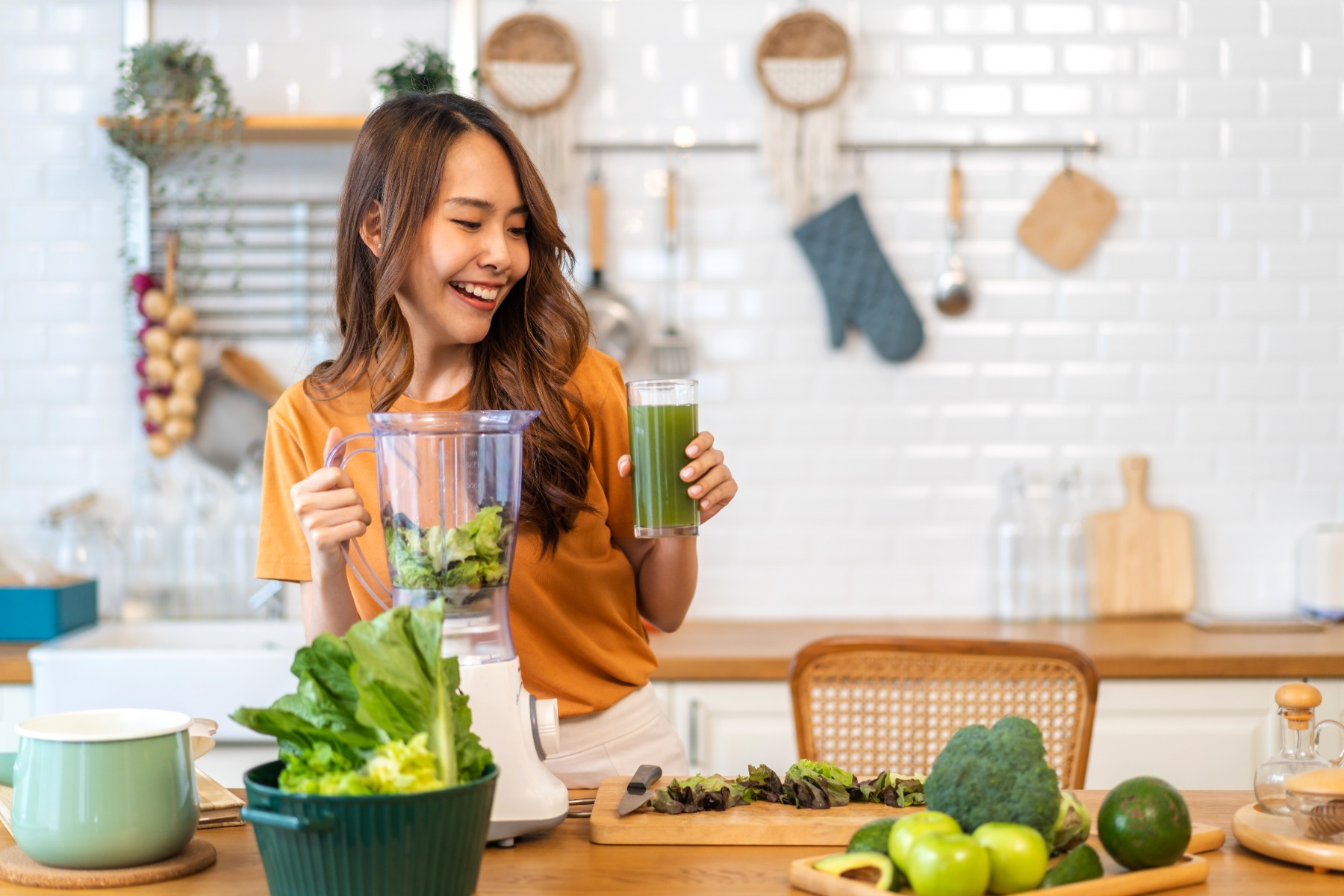 Woman making healthy smoothies