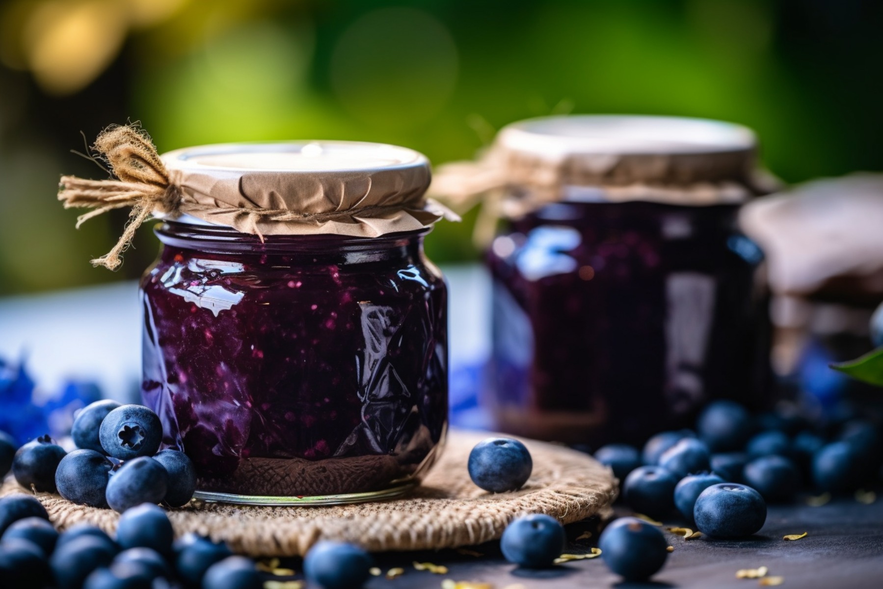 Fresh jam in homemade jars