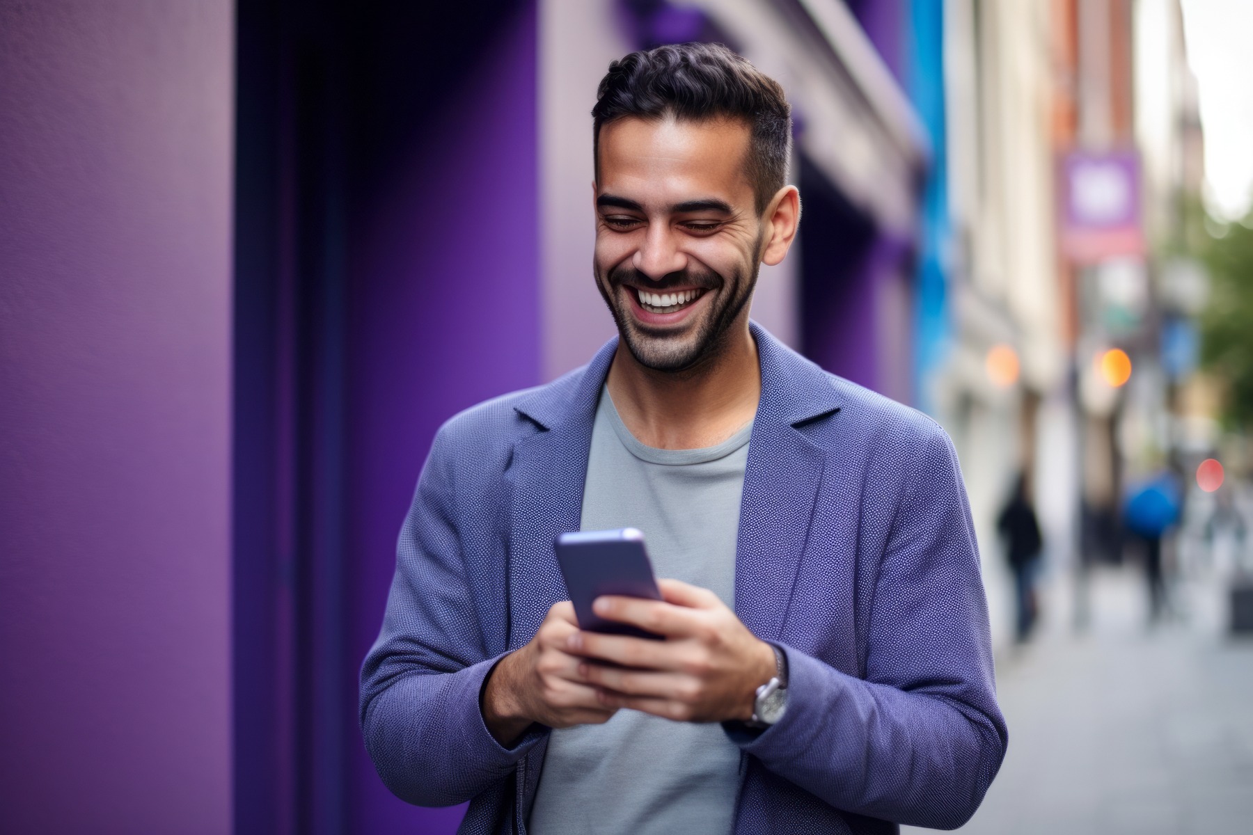 Man happy on his phone