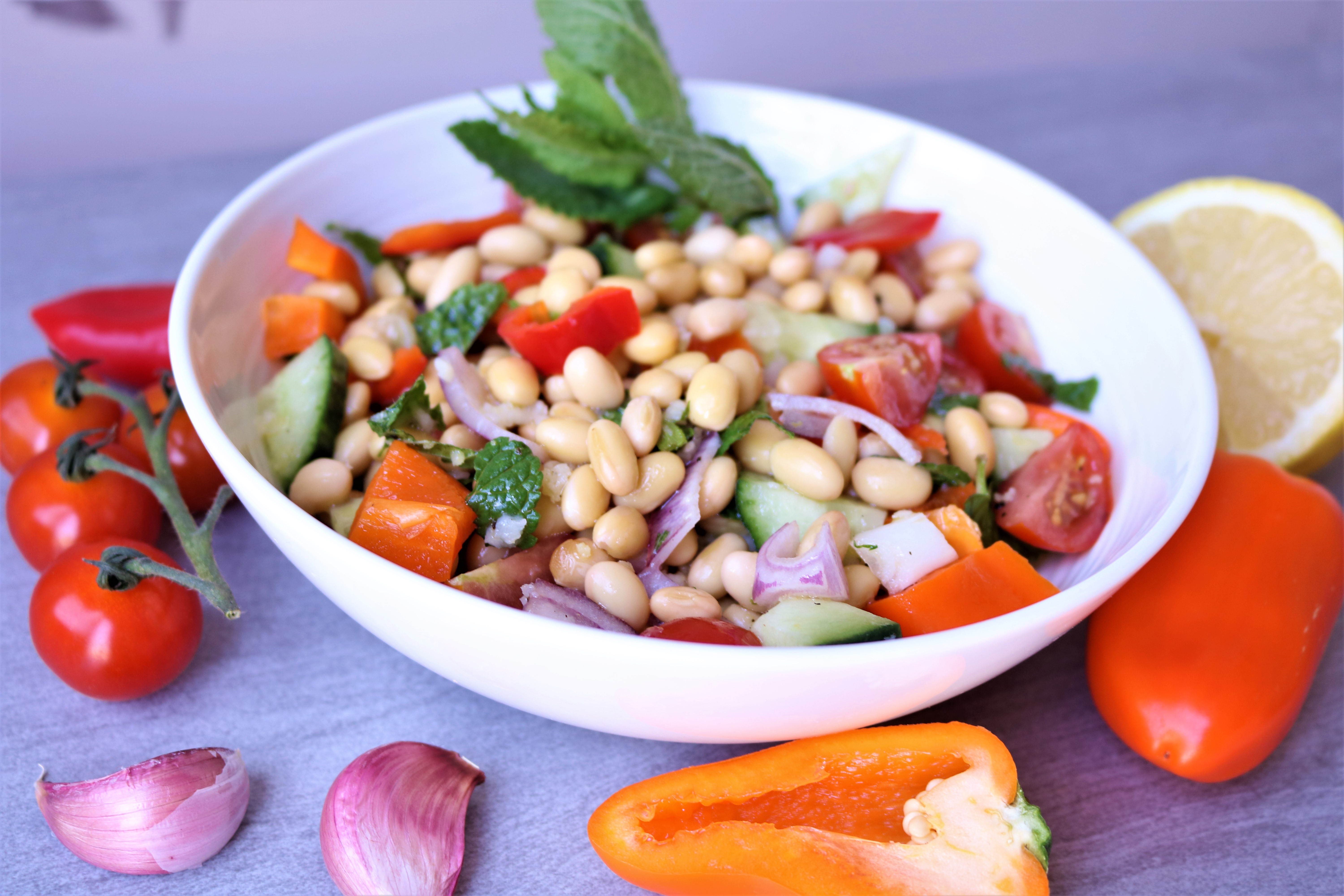 Bean Salad with Lemon & Mint Dressing