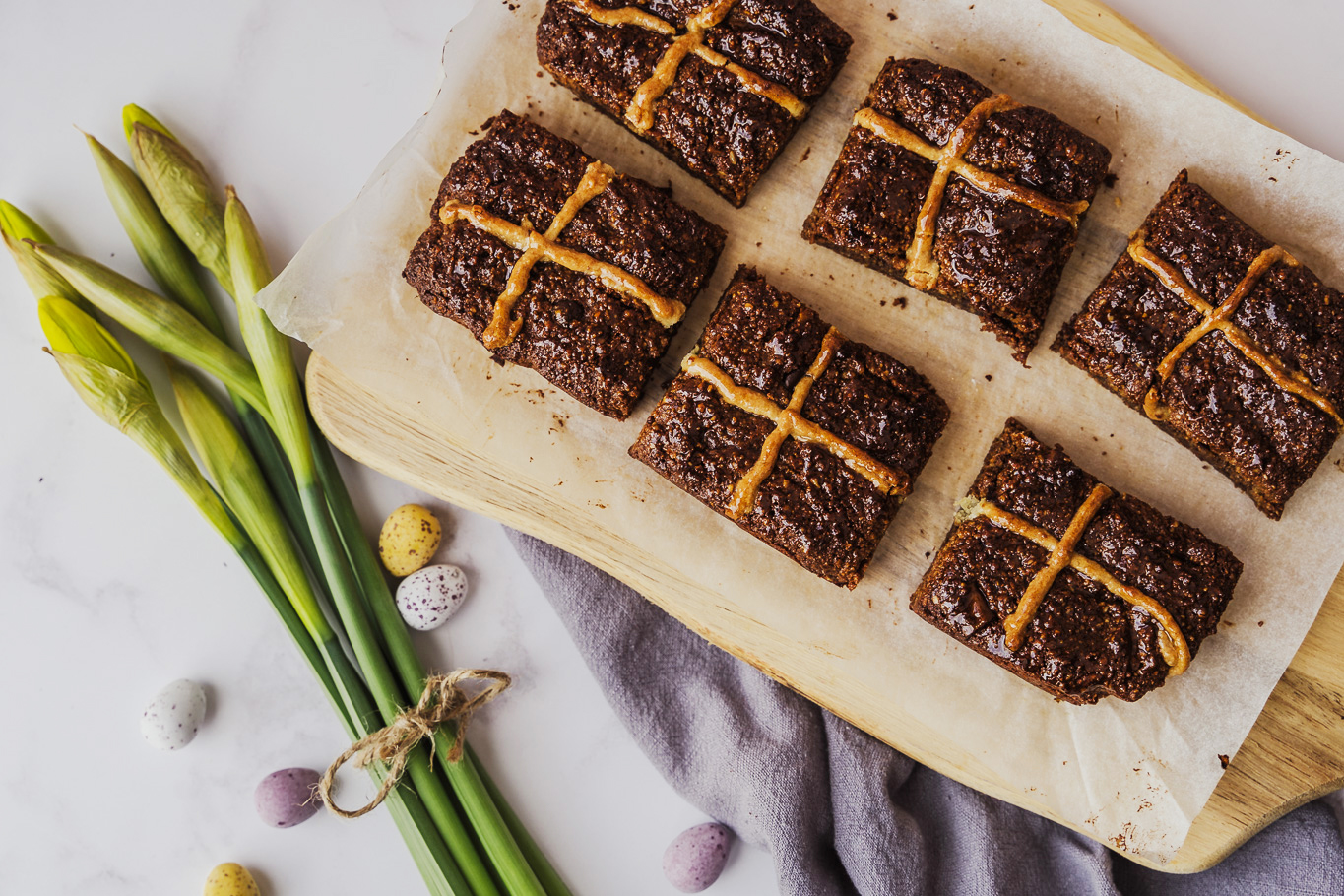 Chocolate Hot Cross Brownies