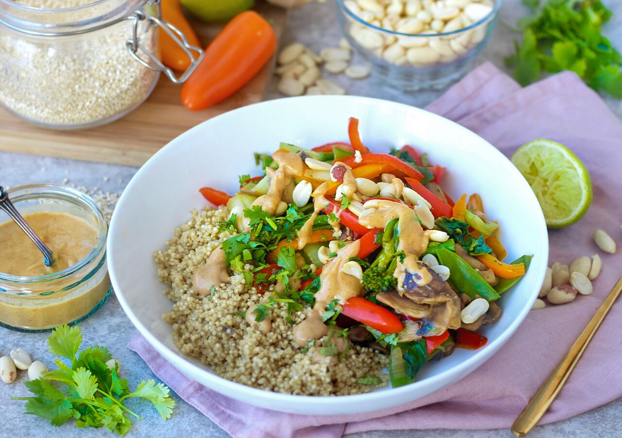 Quinoa & Peanut Satay Stir Fry Recipe