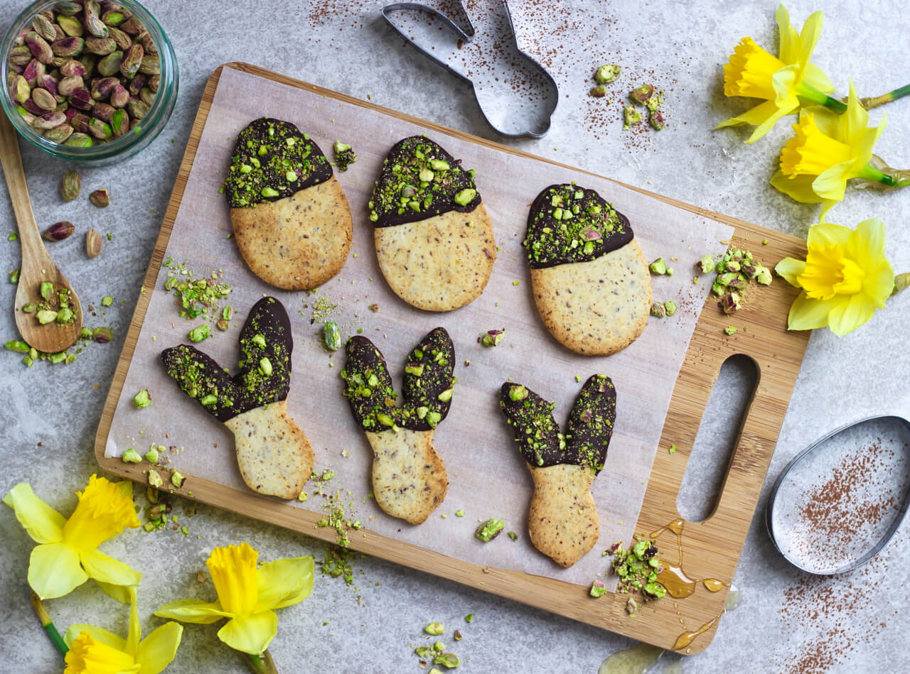 Chocolate & Pistachio Dipped Easter Biscuits