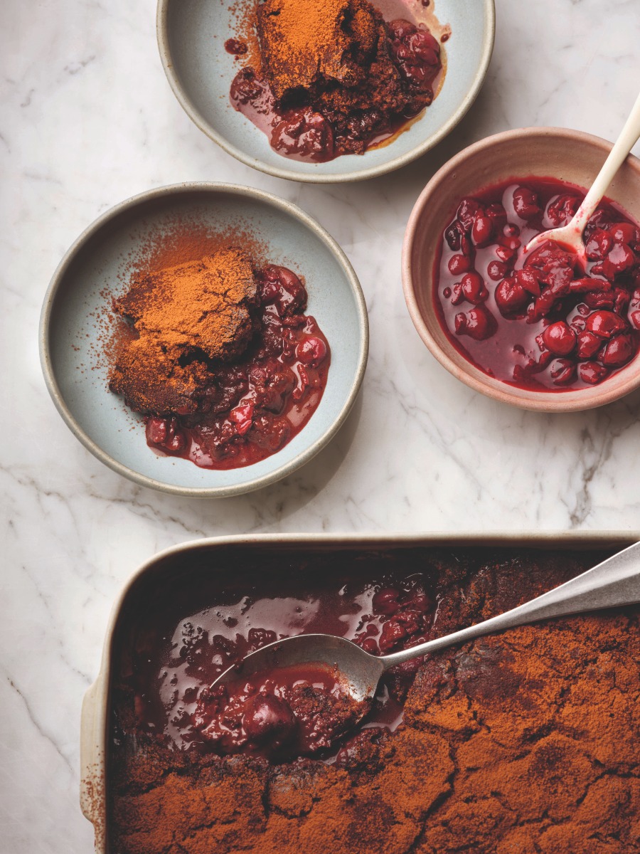 Self Saucing Cherry Chocolate Pudding