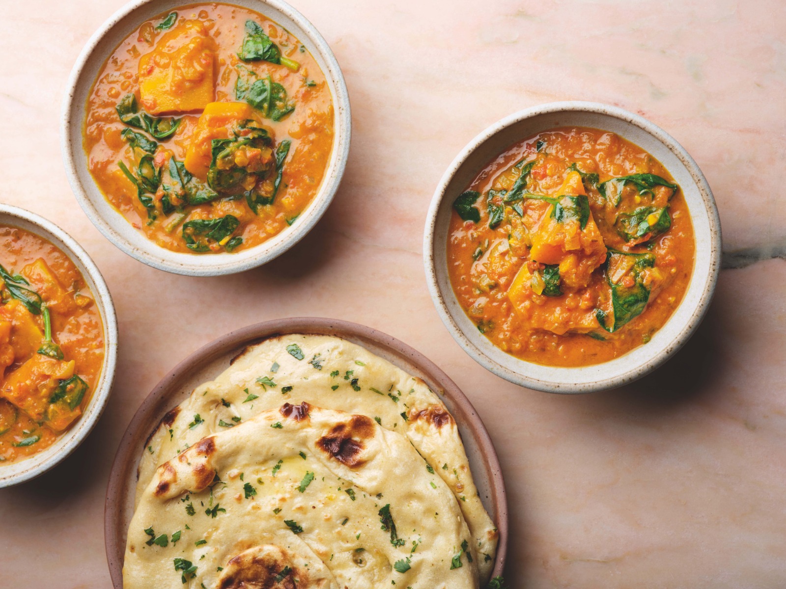 Pumpkin and spinach curry